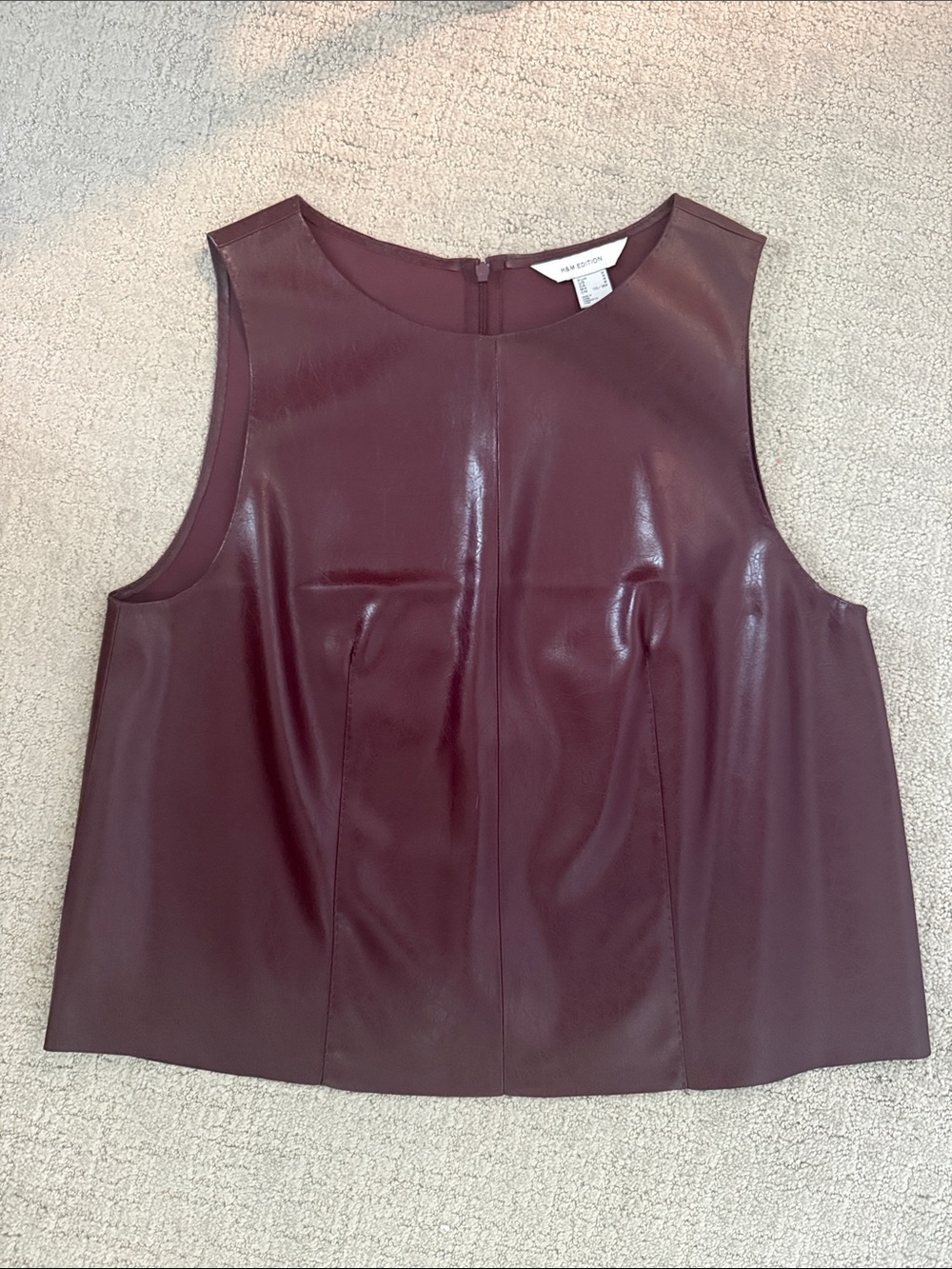 Vince Faux Leather Sleeveless Top - Wine